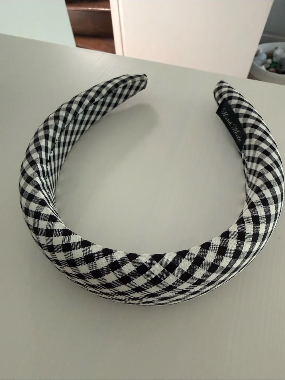 Anthropologie Gingham Black and White Headband